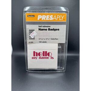 RED "HELLO " NAME TAGS LABELS BADGES STICKERS PEEL STICK ADHESIVE VINTAGE
